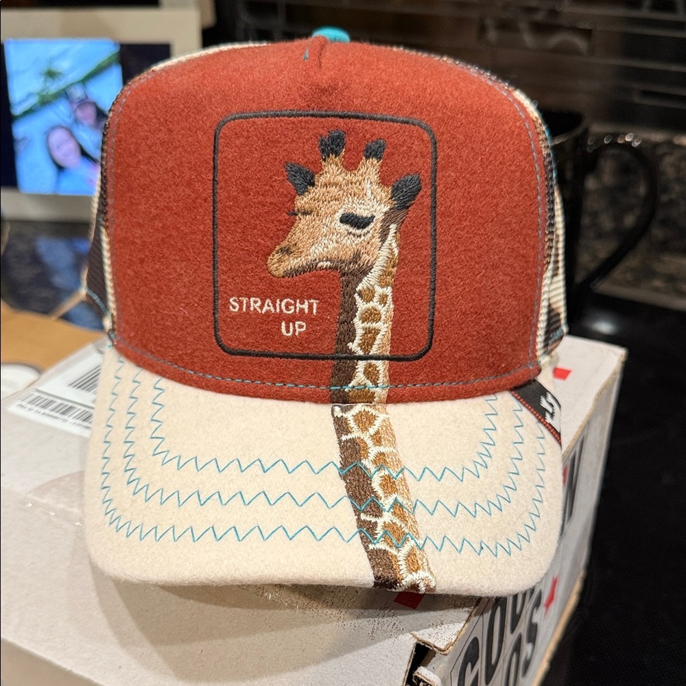 Giraffe Embroidered Cap with Text